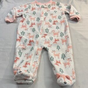 René Rofé - Adorable Pink and White Deer Print Baby Onesie